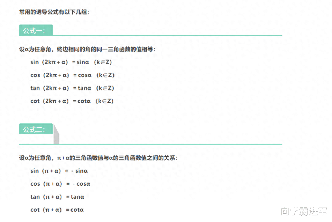 2024高考二轮复习攻略: 
数学诱导公式全集